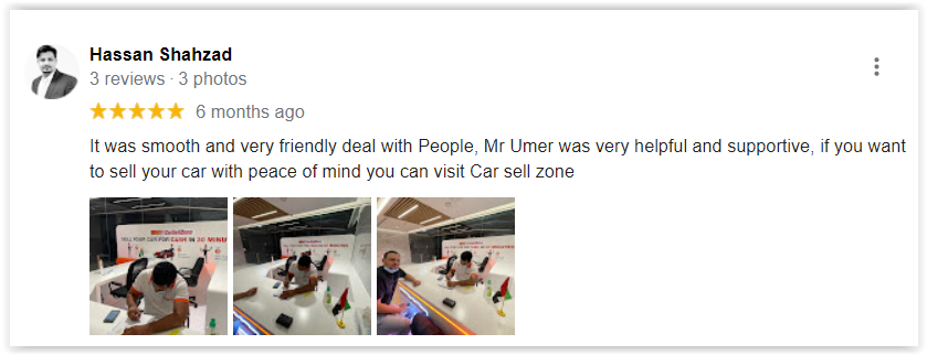 hassan shahzad google review on carsellzone